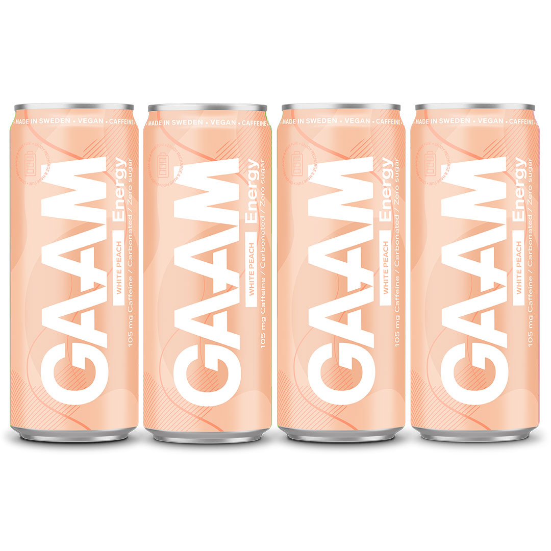 4 x GAAM Energy 330 ml White Peach