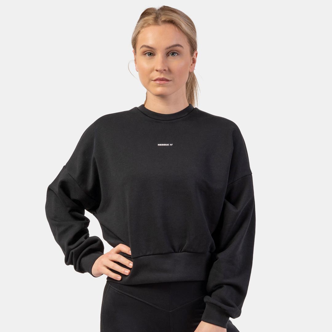 NEBBIA Loose Fit Sweatshirt Feeling Good Black