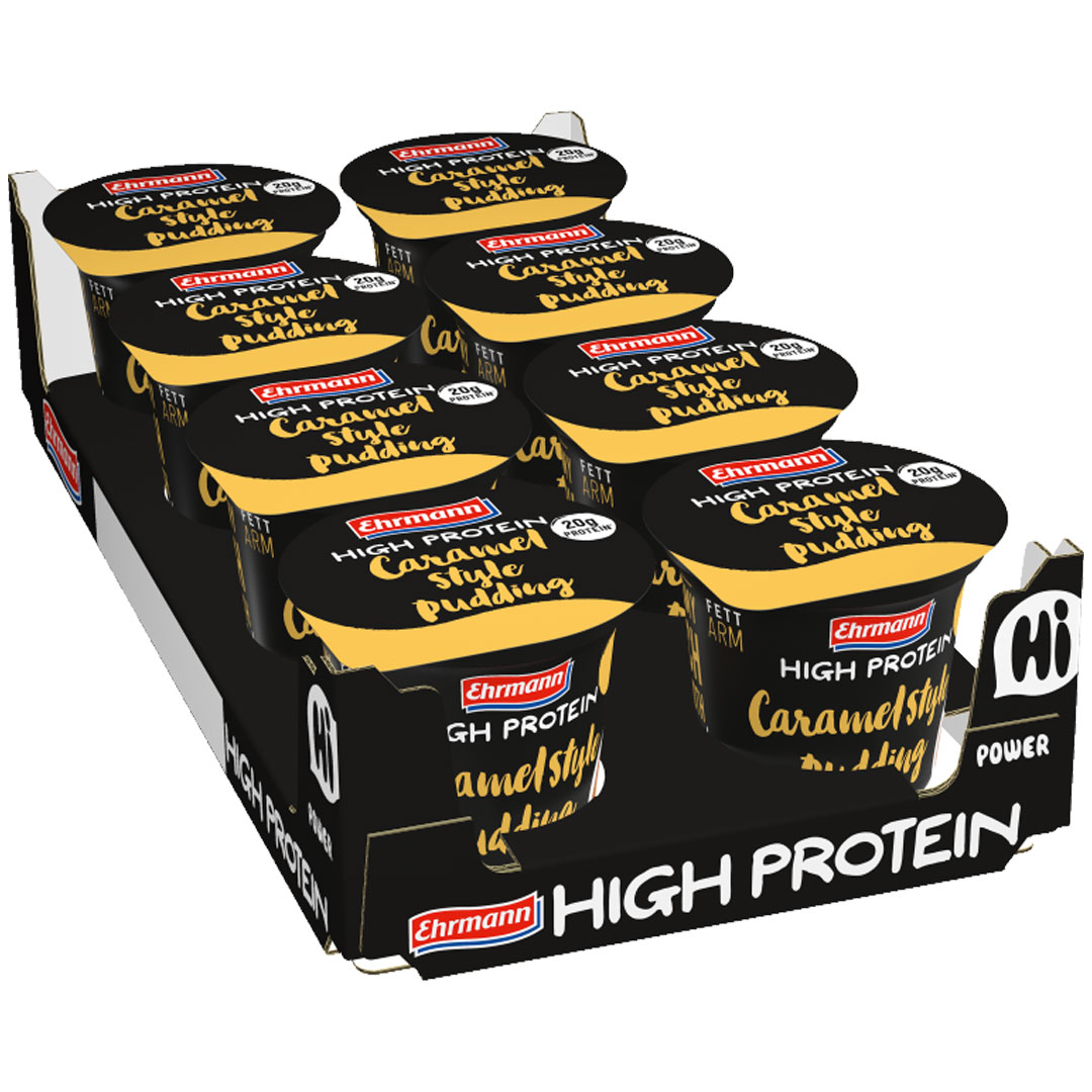 8 X Ehrmann High Protein Pudding 200 G Caramel