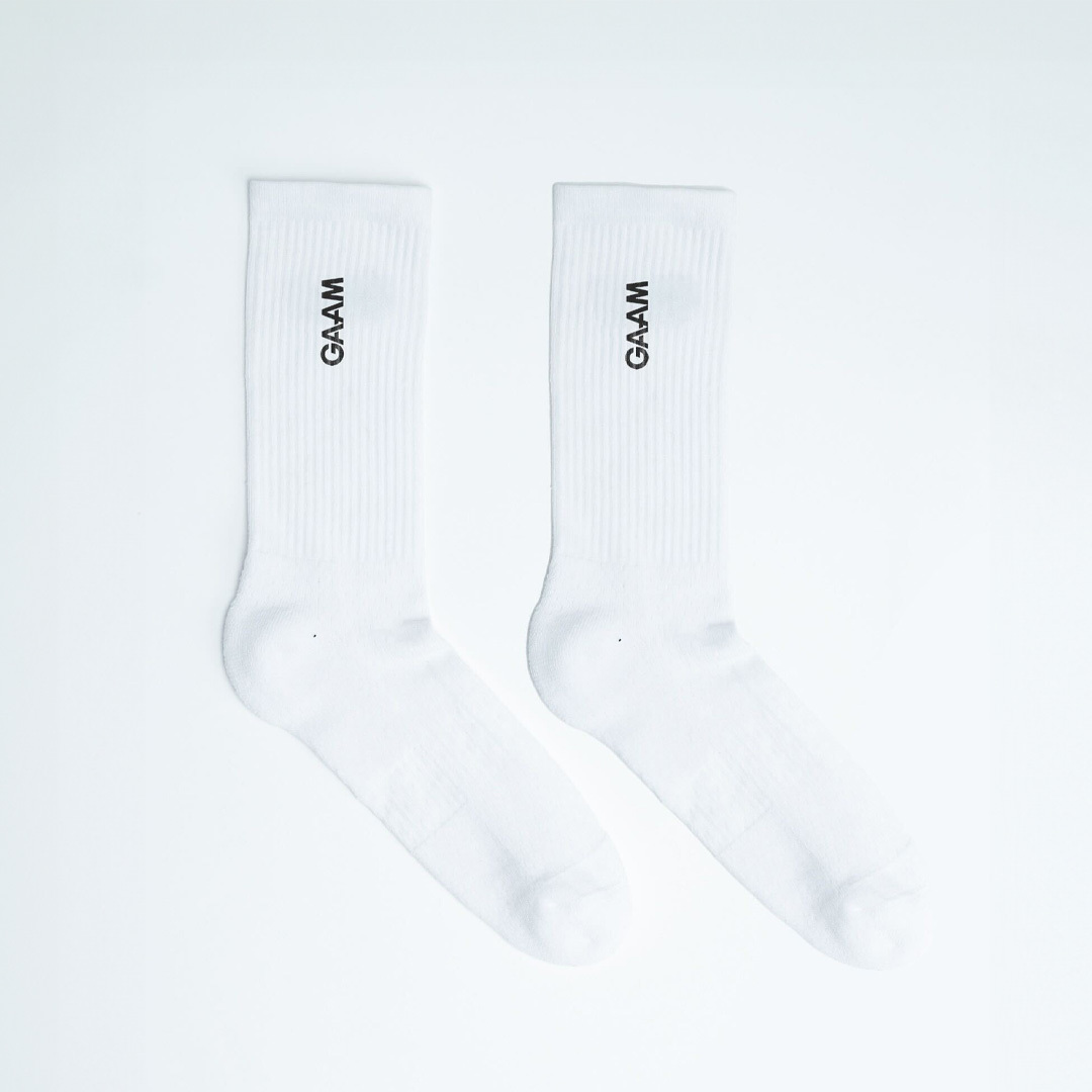 GAAM Crew Socks White