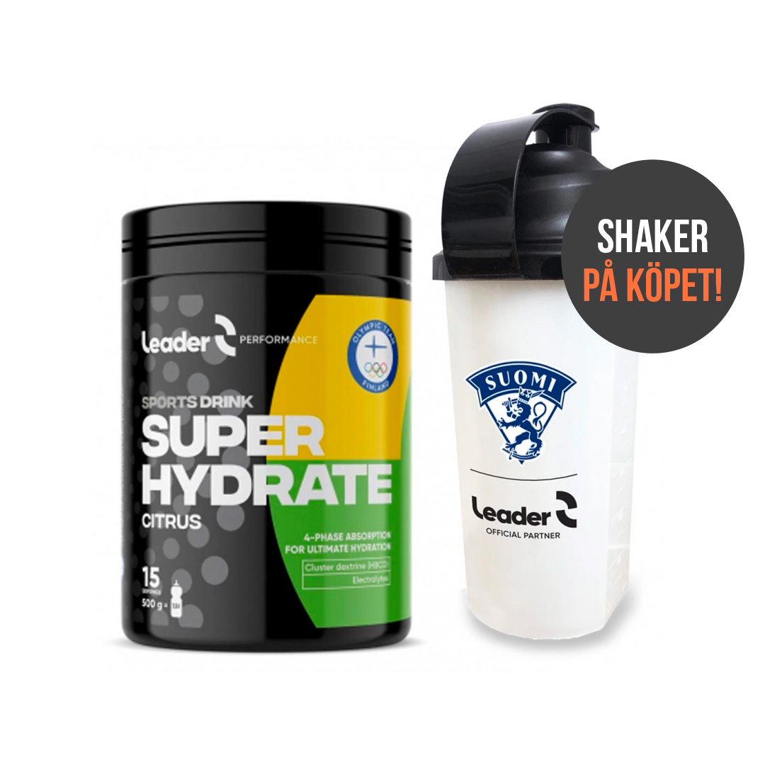 Leader Super Hydrate Sports Drink 500 G + Gratis Shaker P√• K√∂pet!