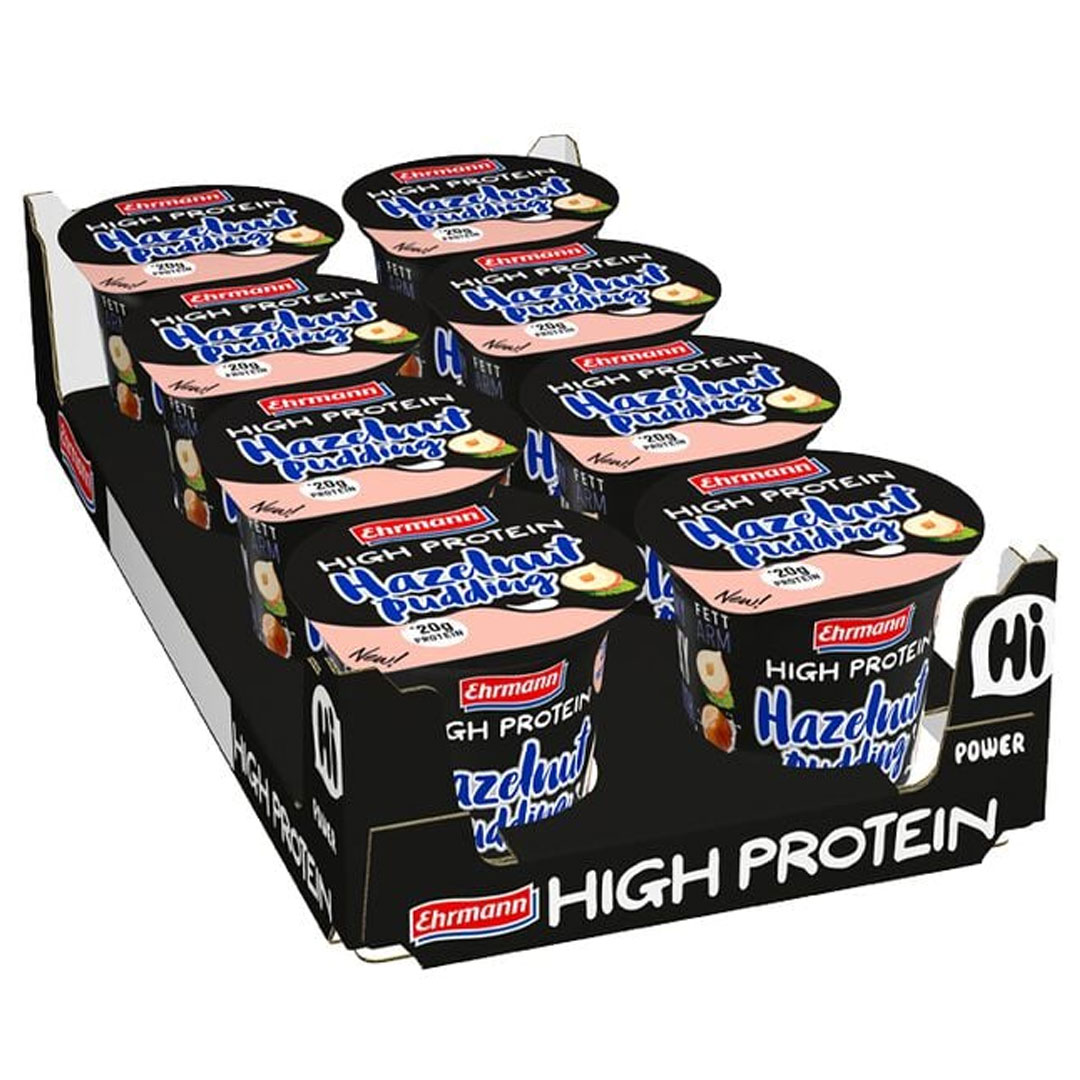 8 X Ehrmann High Protein Pudding 200 G Hazelnut