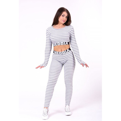 NEBBIA Boho 3D Pattern Crop Top Light Grey NEBBIA Boho 3D Pattern Crop Top Light Grey