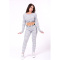 NEBBIA Boho 3D Pattern Crop Top Light Grey NEBBIA Boho 3D Pattern Crop Top Light Grey