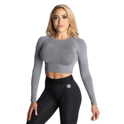Better Bodies Rib Seamless Crop LS Grey Melange