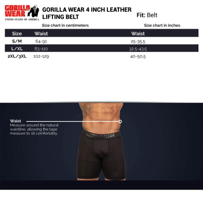 Gorilla Wear 4 Inch Powerlifting Belt Black