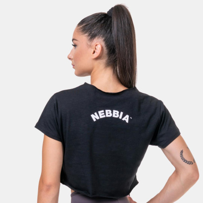 NEBBIA Loose Sporty Crop Top Black