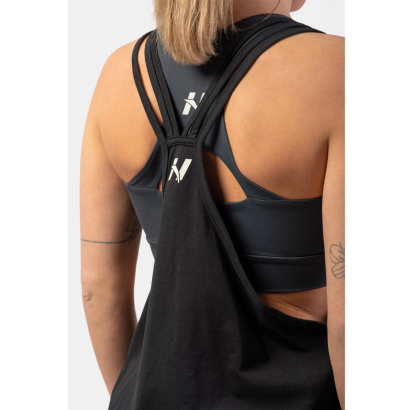 NEBBIA Sleeveless Loose Cross Back Tank Top Feeling Good Black