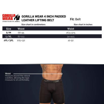 Gorilla Wear 4 Inch Padded Leather Belt Black/Red Gorilla Wear 4 Inch Padded Leather Belt Black/Red